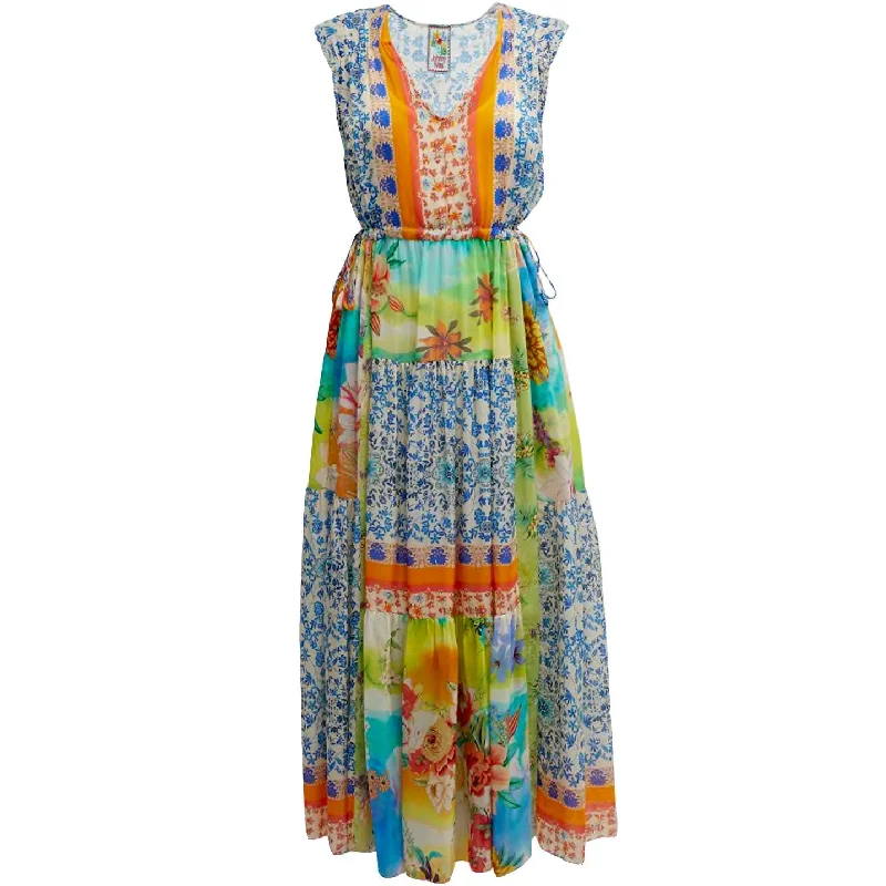 Johnny Was Lylarae Natania Printed Slip Sleeveless Midi Dress