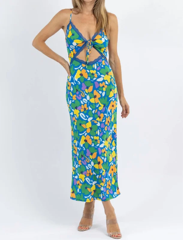 Siggi Cutout Floral Maxi Dress In Green Multi