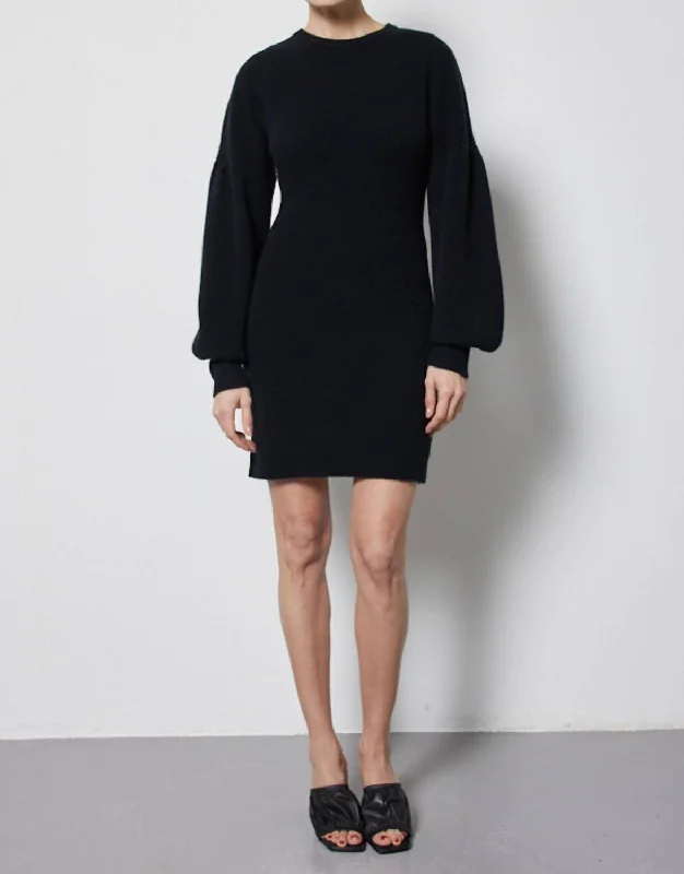 Sweater Dress With Bell Sleeves In Black