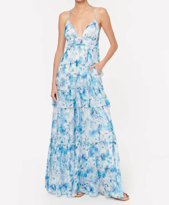 Doris Chiffon Dress In Sea Floral