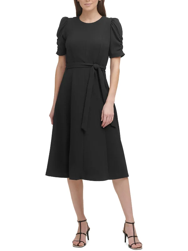 Womens Ruched Midi Midi Dress