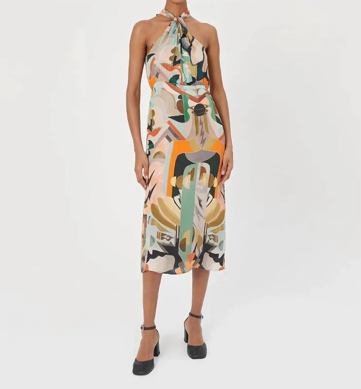 Nika Midi Dress In Luka Green