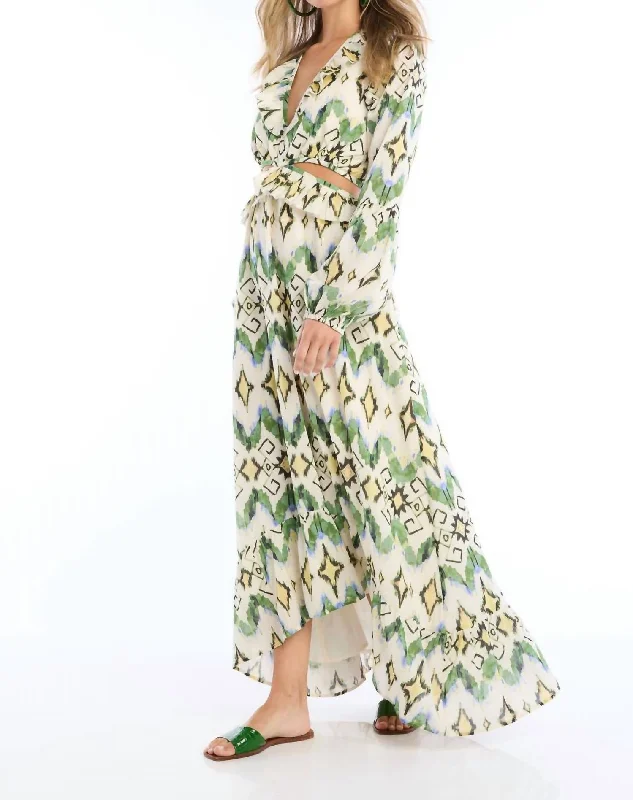 Everyly Maxi Dress In Green Ikat