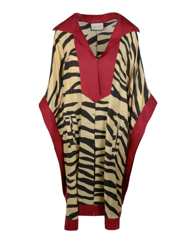 Zebra-Print Silk Kaftan