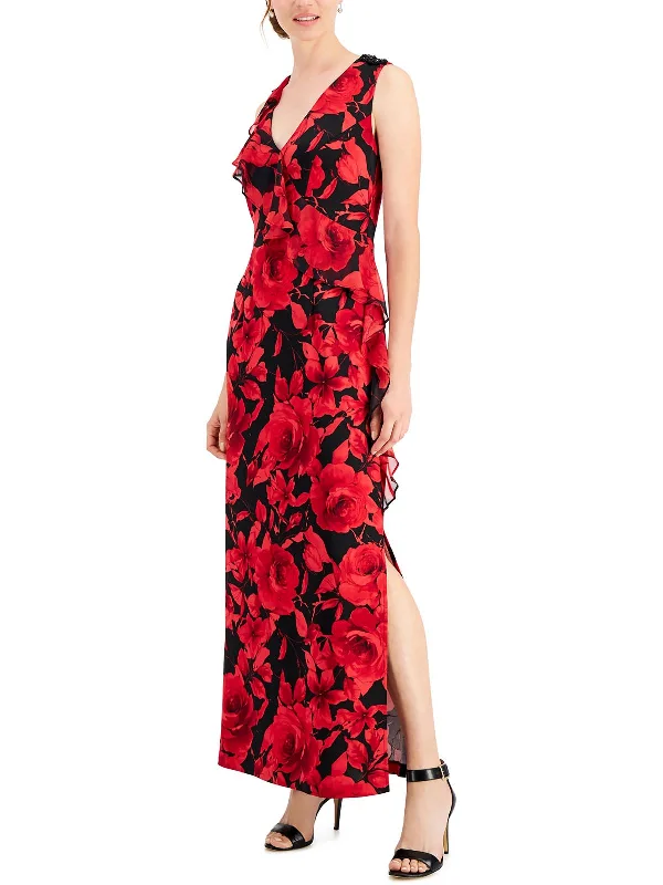 Womens Floral Print Long Maxi Dress