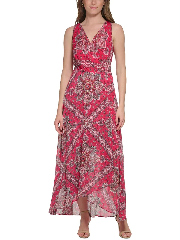 Womens V Neck Paisley Maxi Dress