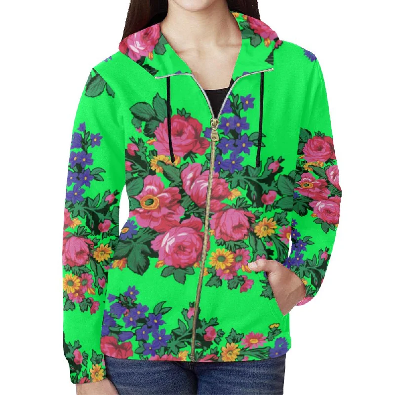 Kokum's Revenge Green Full Zip Hoodie for Women