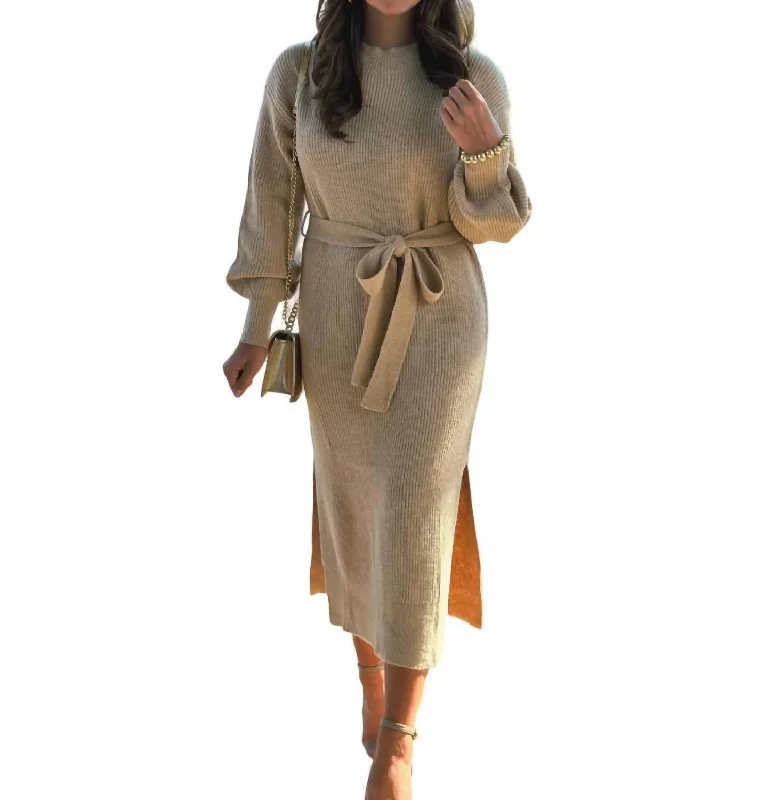 Sweater Midi Dress In Latte