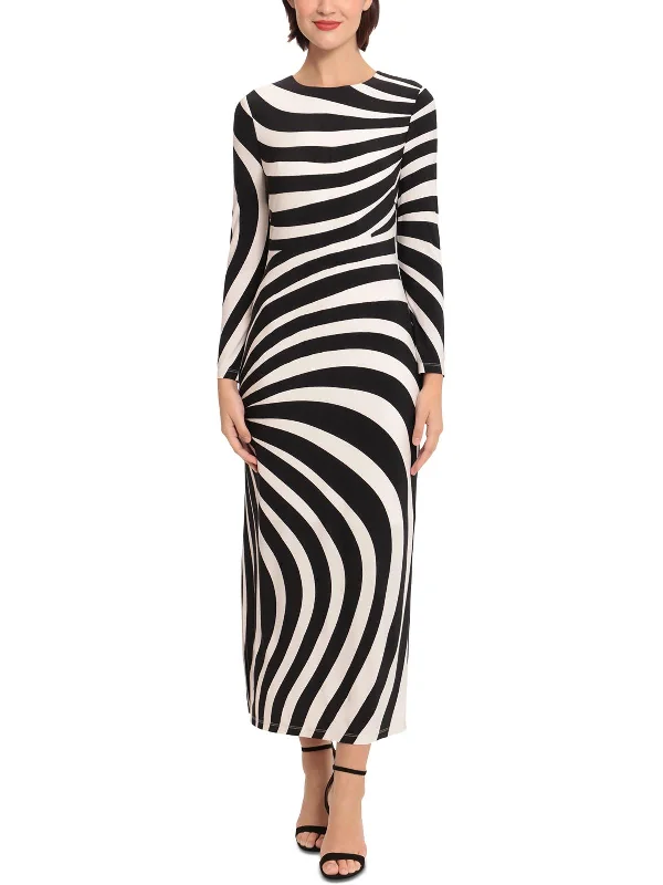 Womens Knit Striped Maxi Dress