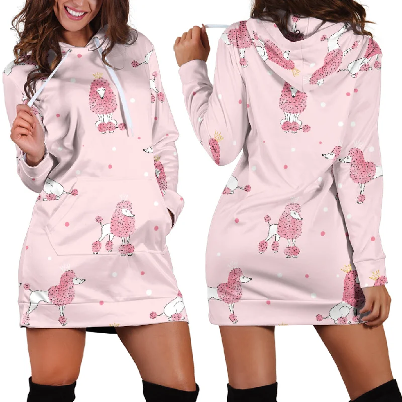 Poodle Dog Pink Color Theme Women'S Hoodie Dress