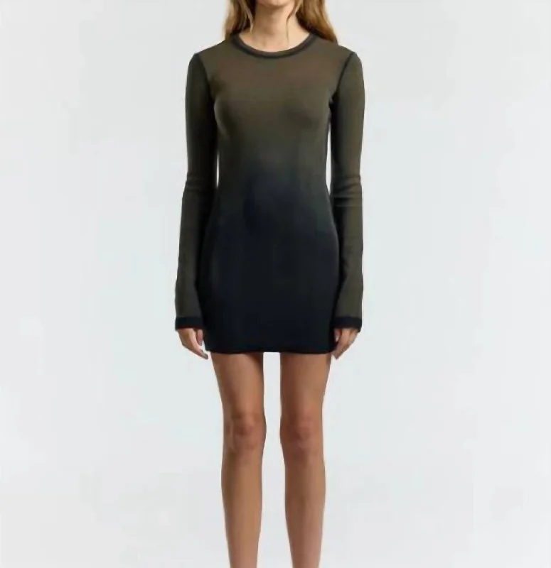 Verona Crew Mini Dress In Carbon Cast