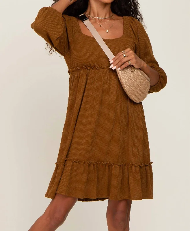 Copper Knit Dress In Mocha