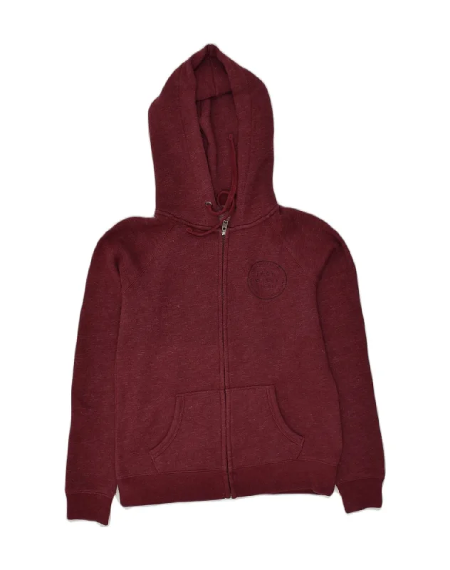 JACK WILLS Womens Zip Hoodie Sweater UK 12 Medium Burgundy Cotton