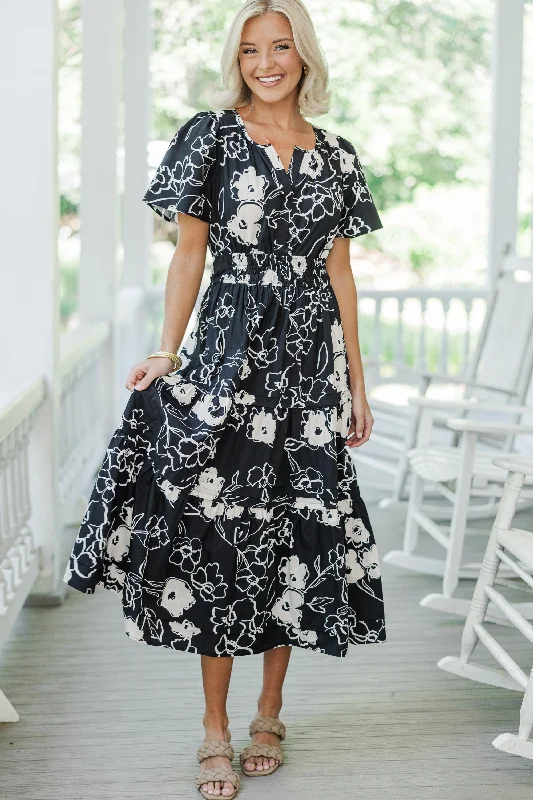 I'll Be Seeing You Black Floral Maxi Dress