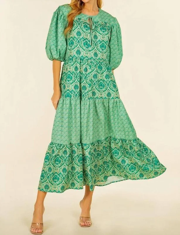 Everybody's Takin' Tiered Dress In Green