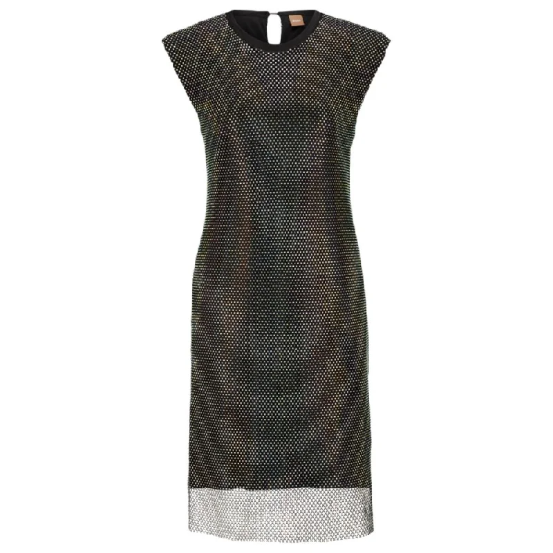 Sleeveless regular-fit dress in sparkling mesh