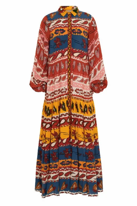 Josefina Dress In Paisley Blue