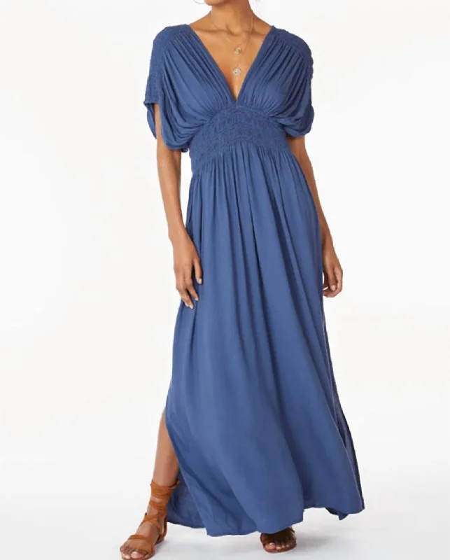 Shirred Maxi Dress In Coast