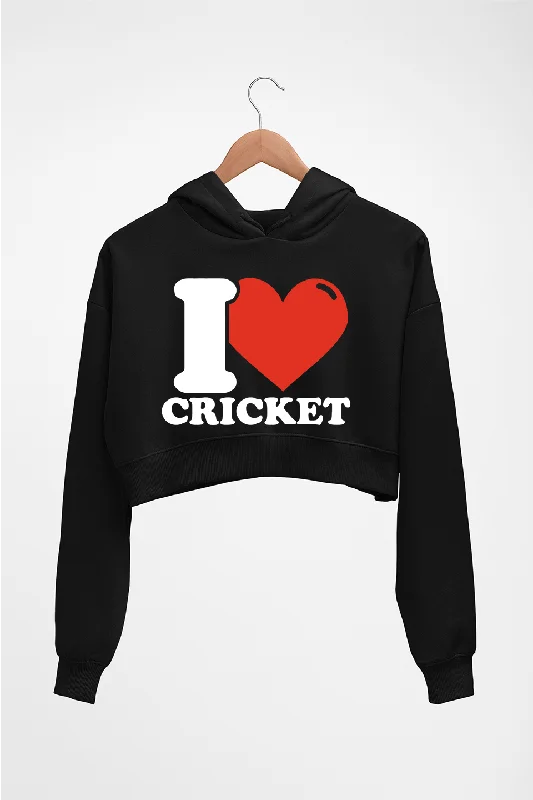 I Love Cricket Crop HOODIE FOR WOMEN