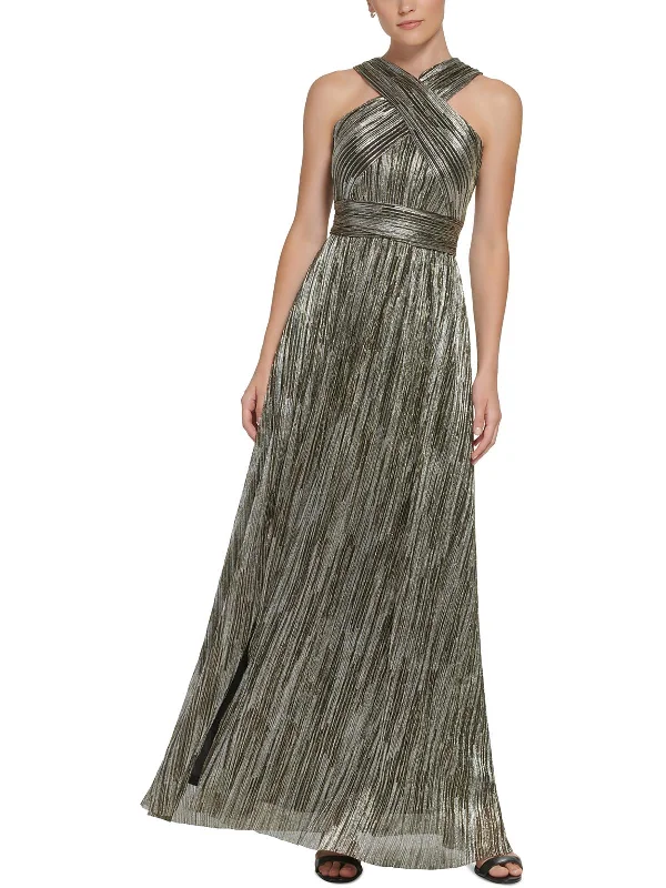 Womens Metallic Long Evening Dress