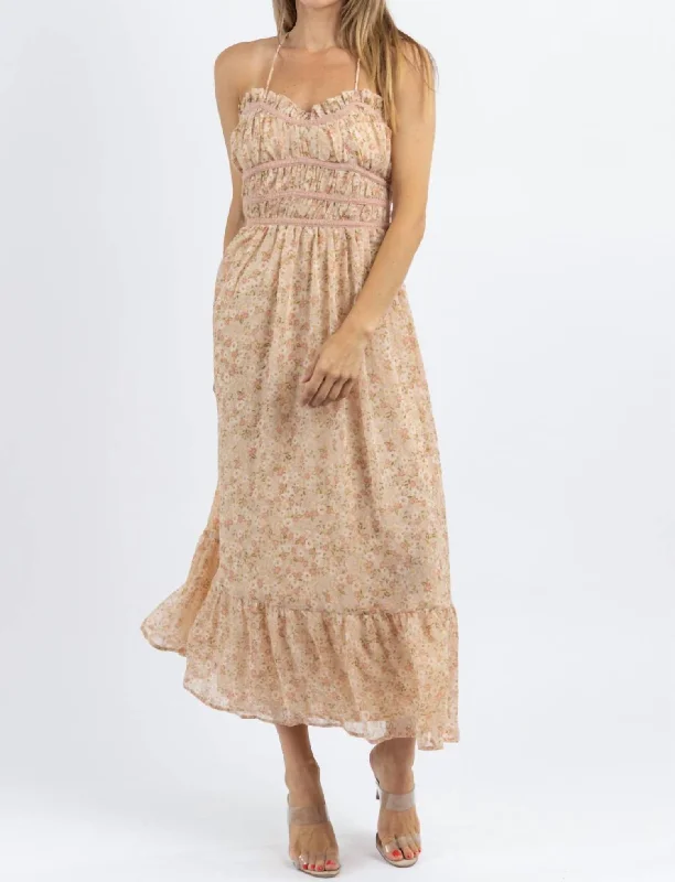 Floral Maxi Dress In Bluebell Blush