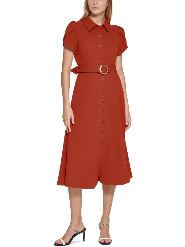 Womens Belted Casual Shirtdress