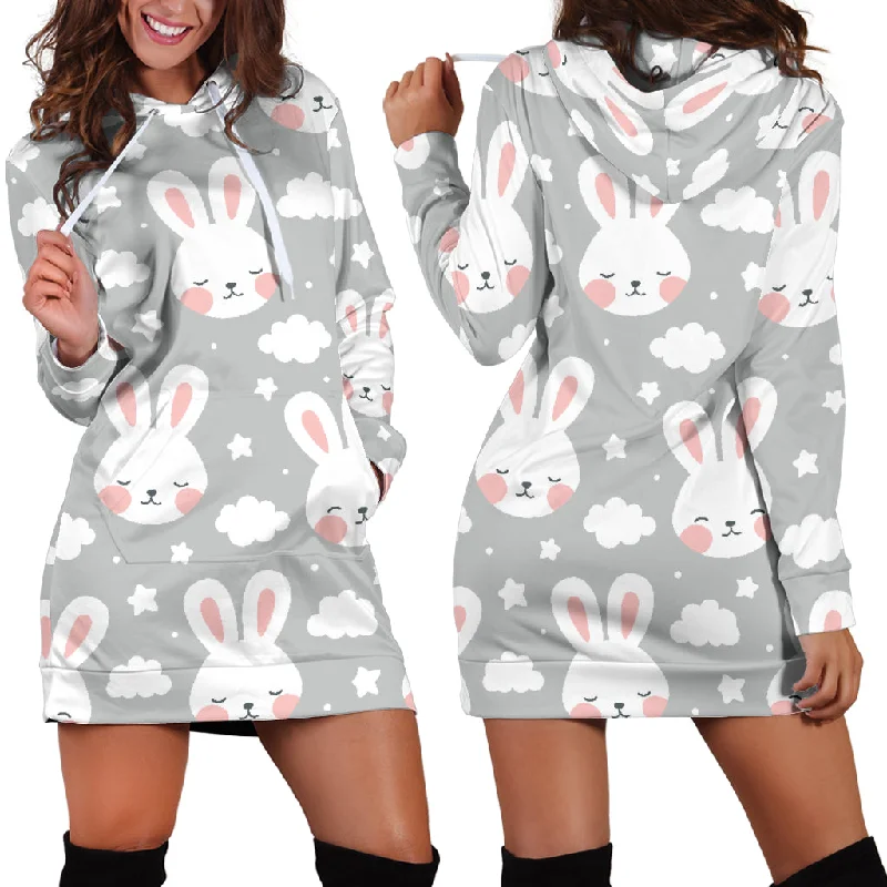 Rabbit Cloud Pattern Women'S Hoodie Dress