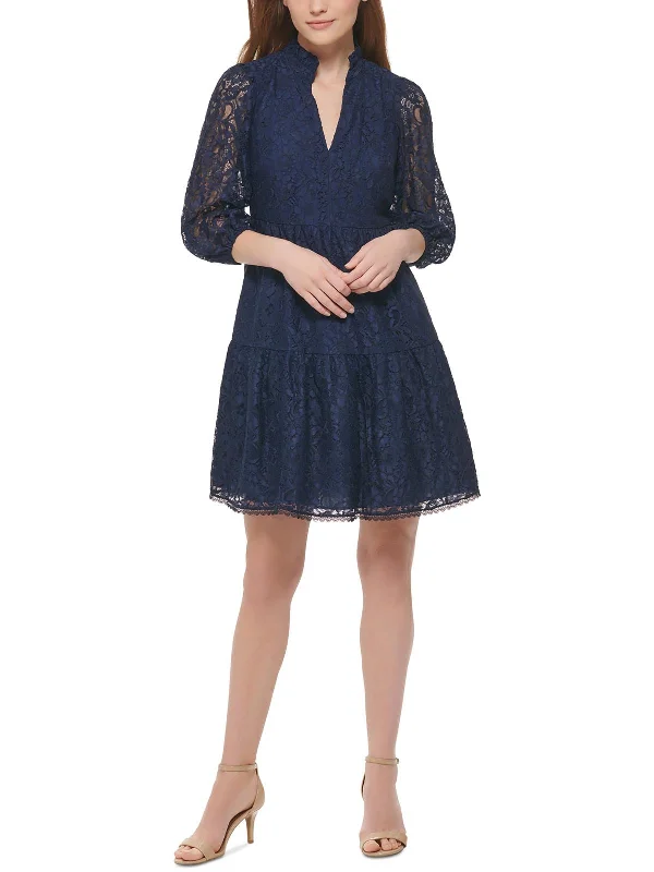 Womens Lace V-Neck Cocktail and Party Dress