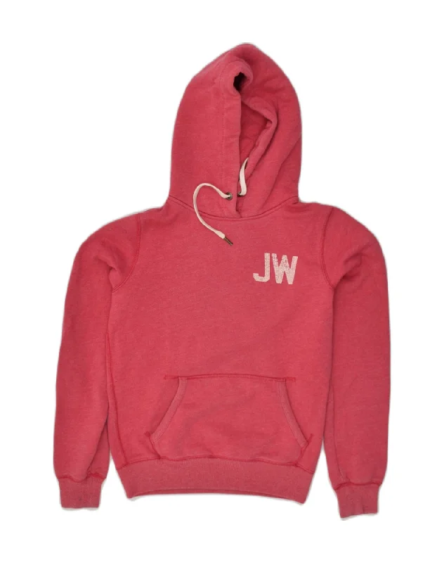 JACK WILLS Womens Graphic Hoodie Jumper UK 14 Medium Red Cotton