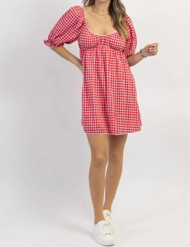 Strawberry Fields Gingham Mini Dress In Red