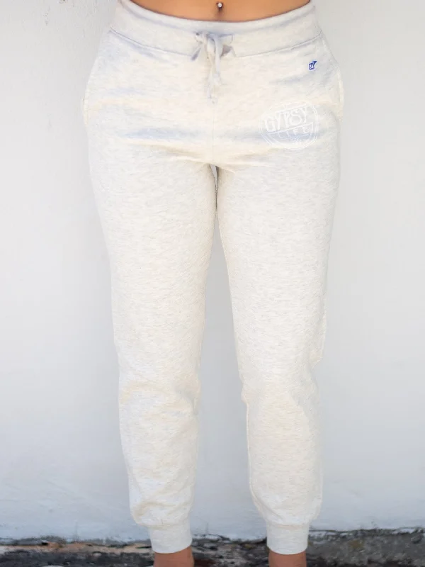 Gypsy Life Surf Shop - Burnout Wash Fleece Jogger - Rembrandt Palms Crest - Oatmeal