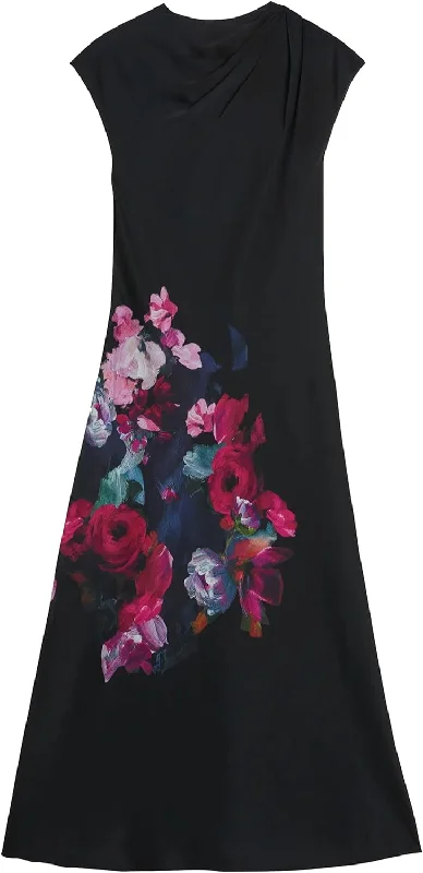 Ted Baker Wmd-Rahelee-Slip Midi Dress With Draped Neck Detail Black