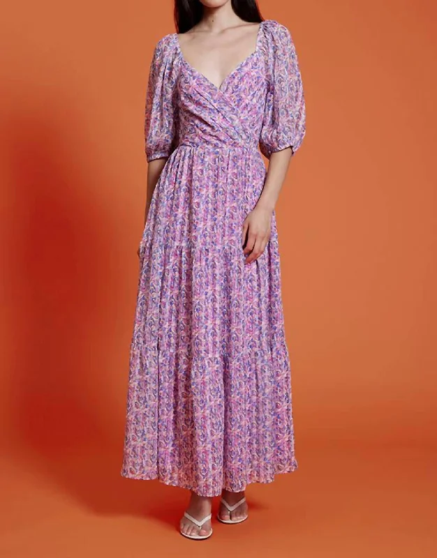 Linden Sweetheart Dress In Floral Purple