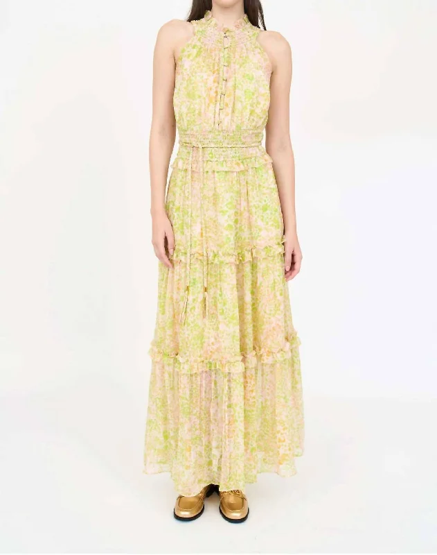 Amanda Dress In Lime Leopard