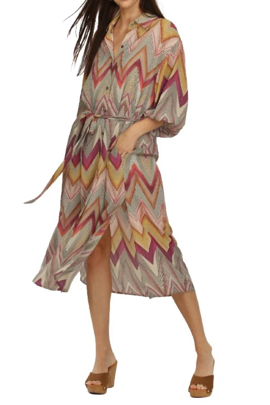 Midi Shirt Dress In Luxe Print