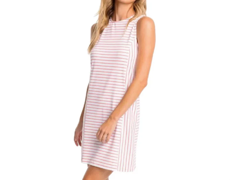 Marlee Stripe Performance Dress In Sunkist Coral