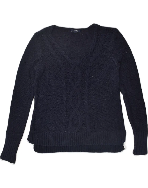 CHAPS Womens V-Neck Jumper Sweater UK 12 Medium Navy Blue