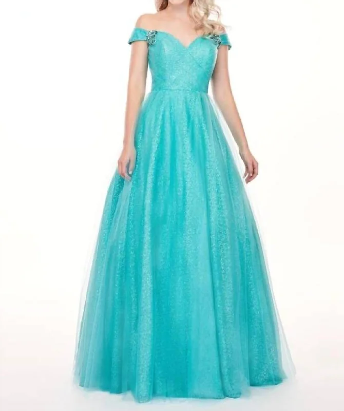 Prom Long Gown In Aqua