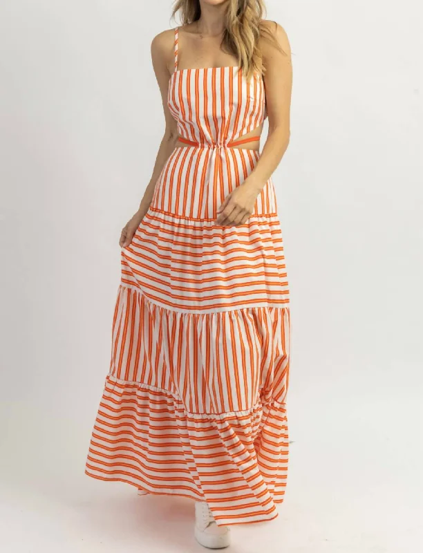 Club Striped Maxi Dress In Citrus