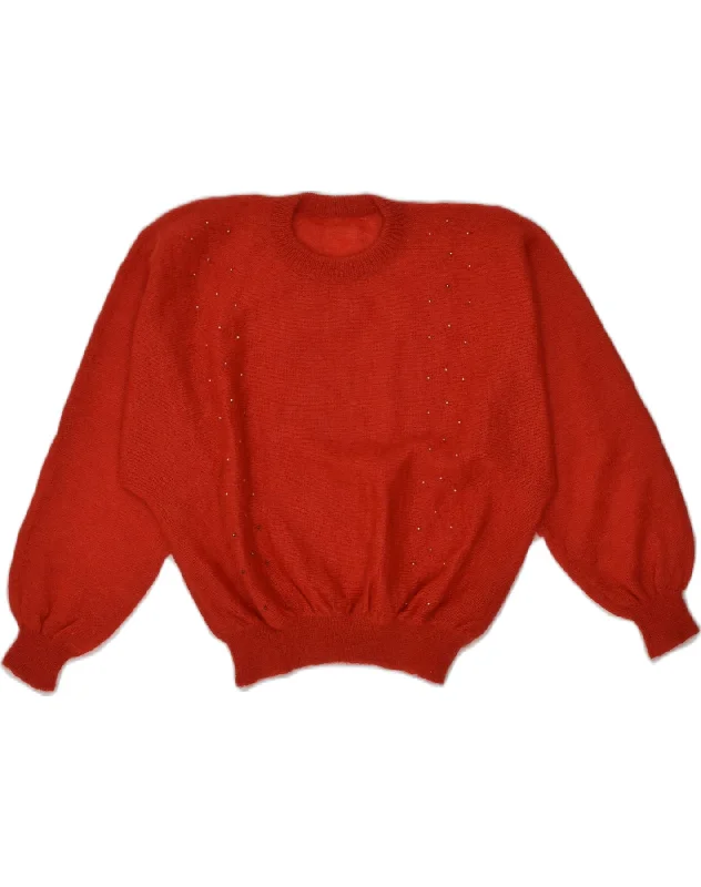 VINTAGE Womens Crew Neck Jumper Sweater UK 14 Medium Red