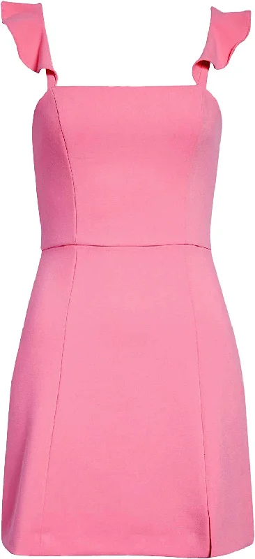 French Connection Women's Whisper Ruffle Strap Mini Dress, Sea Pink