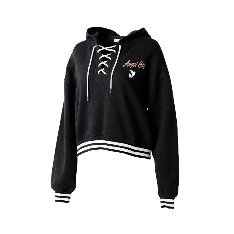 Angel City FC x WEAR by Erin Andrews Women's Black Lace-Up Hoodie