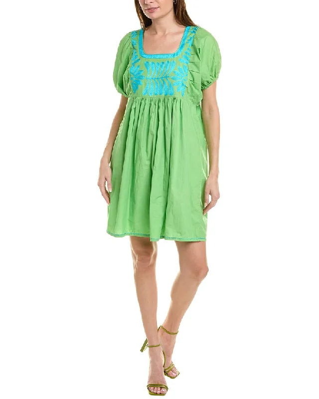 bella tu Embroidered Linen Mini Dress