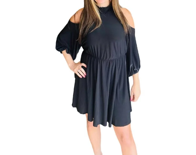 High Neck Dress In Black