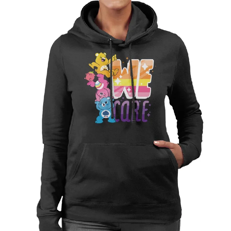 Care Bears Unlock The Magic We Care White Border Women's Hooded Sweatshirt