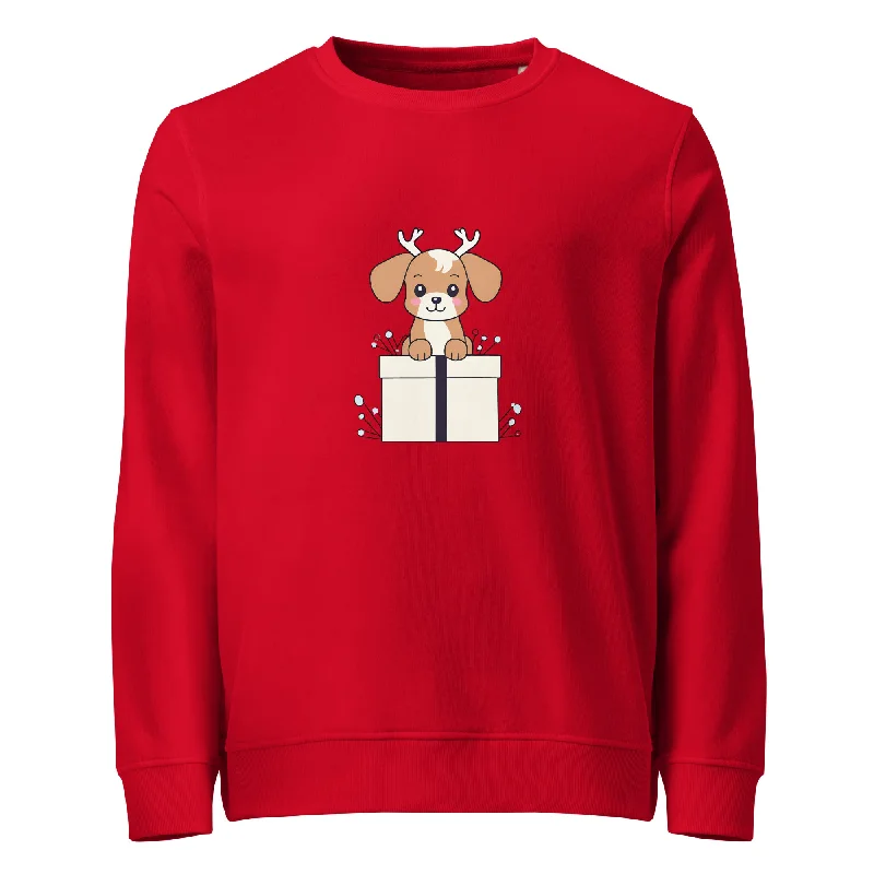 Reindeer Pup Christmas Graphic Women Organic Sweatshirt