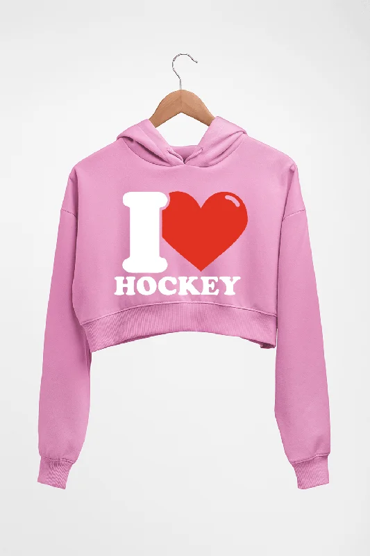 I Love Hockey Crop HOODIE FOR WOMEN