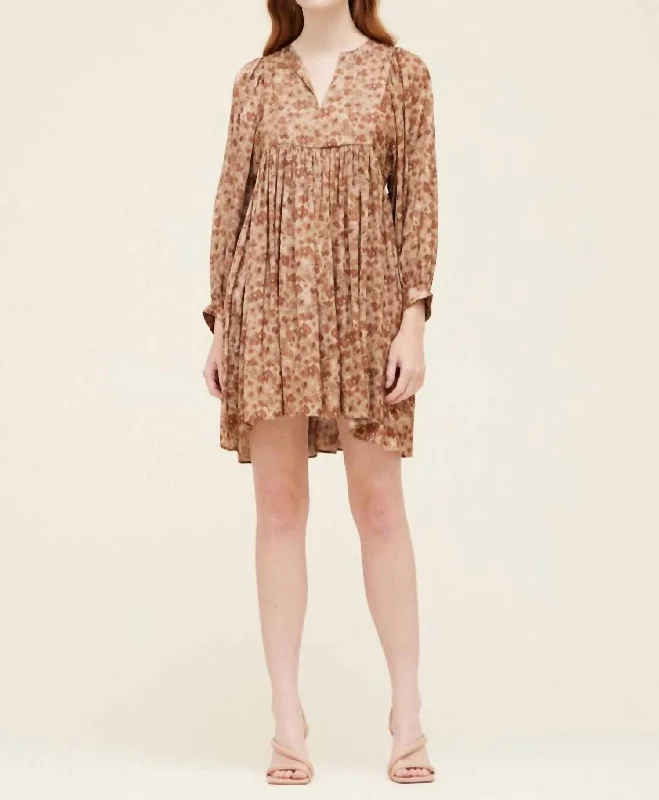 Floral Mini Dress In Sepia