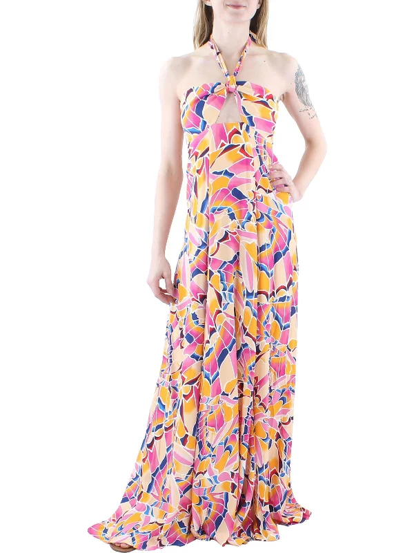 Womens Halter Neck Print Halter Dress