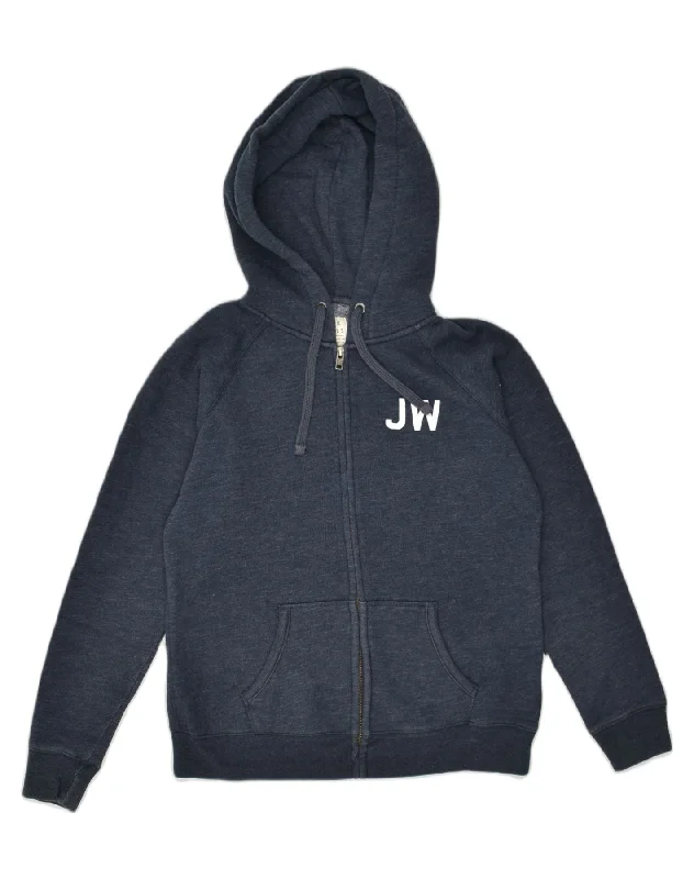 JACK WILLS Womens Zip Hoodie Sweater UK 14 Large  Navy Blue Polyester